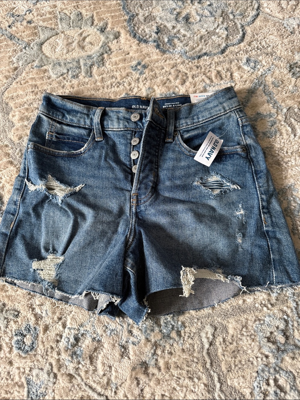 Old Navy Distressed Denim Shorts in Medium Blue